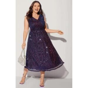 NWT Bloomchic Sequin Sparkle Sleeveless Midi Dress Party Wedding Plus Size 28